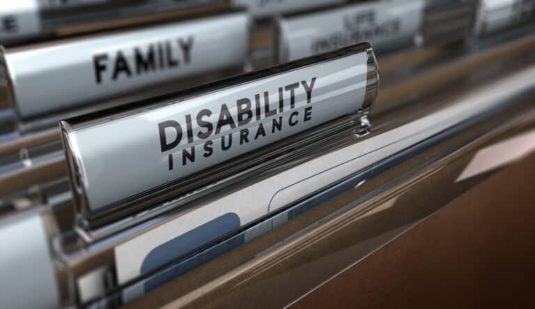 File folders, one has DISABILITY INSURANCE label