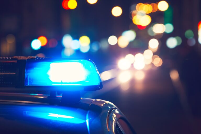 police car lights at night
